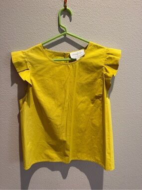 Mare x Anthropologie Bright Yellow Flutter Sleeve Blouse